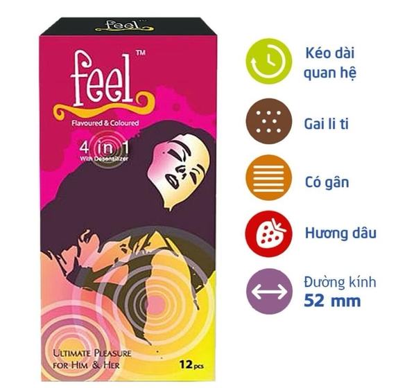 Bao cao su Feel 4 in 1 Kéo Dài Thời Gian Quan Hệ